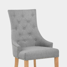 Ascot Oak Dining Chair Grey Fabric