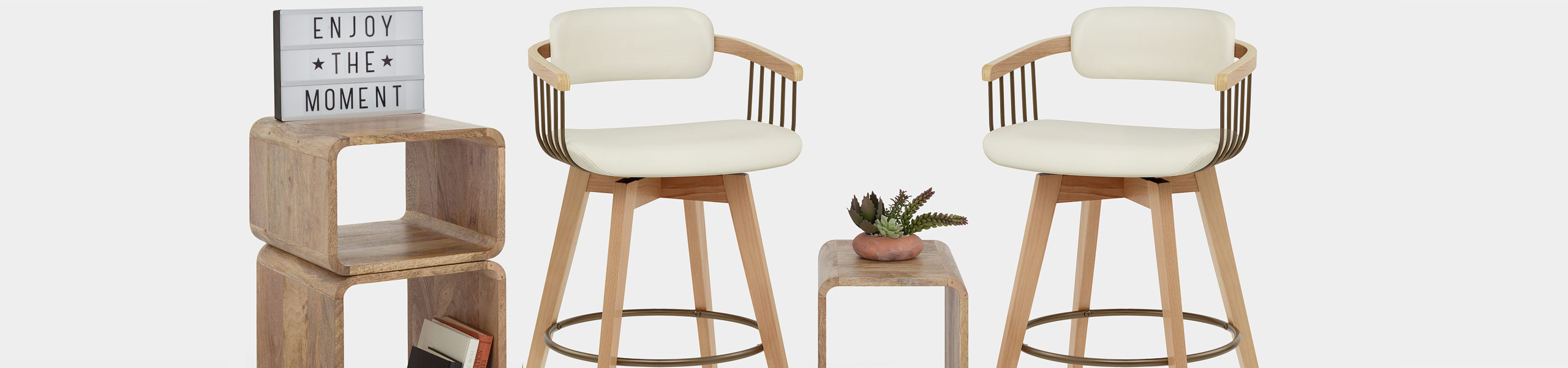 Electra Oak Real Leather Stool Cream Video Banner